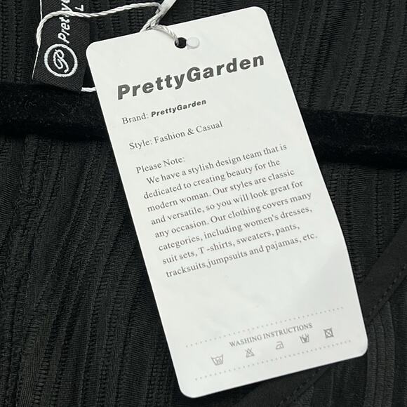 Pretty Garden Maxi Dress Size Large Black V Neck Textured Front Slit NWT - Picture 5 of 9